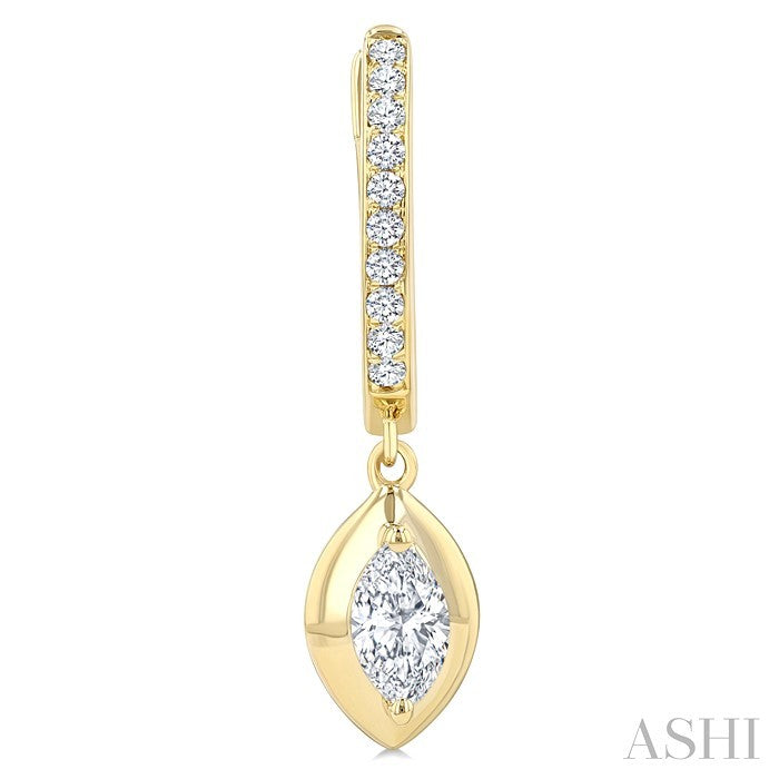 Marquise Shape Diamond Huggie Fashion Earrings