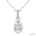 Oval Shape Paperclip Diamond Fashion Pendant