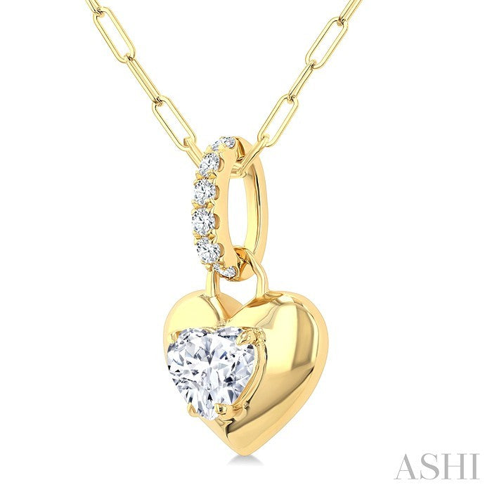 Heart Shape Paperclip Diamond Fashion Pendant