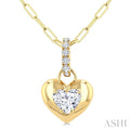 Heart Shape Paperclip Diamond Fashion Pendant