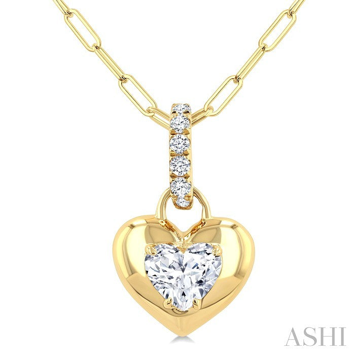 Heart Shape Paperclip Diamond Fashion Pendant