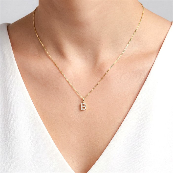 Classic 'B' Initial Diamond Pendant
