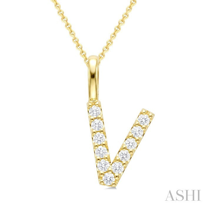 Classic 'V' Initial Diamond Pendant