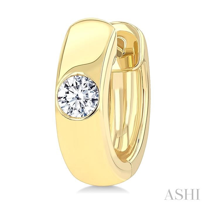 Round Shape Bezel Diamond Huggie Earrings