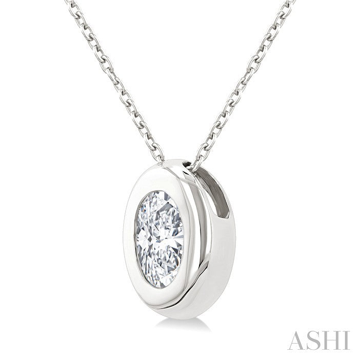 Oval Shape Bezel Set Bubble Diamond Pendant
