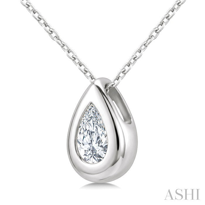 Pear Shape Bezel Set Bubble Diamond Pendant