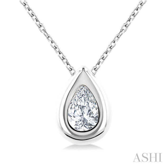 Pear Shape Bezel Set Bubble Diamond Pendant