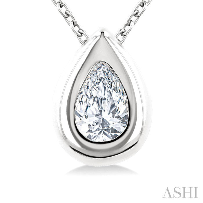 Pear Shape Bezel Set Bubble Diamond Pendant
