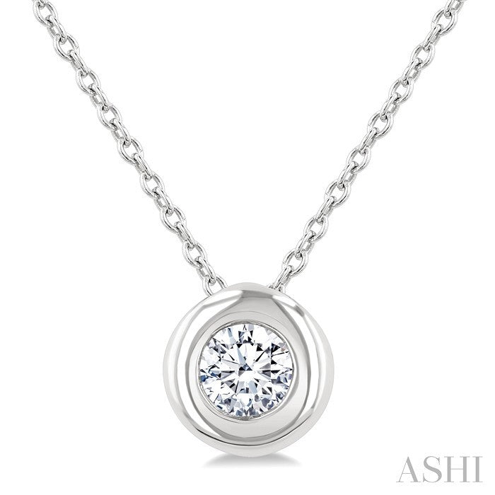 Round Shape Bezel Set Bubble Diamond Pendant
