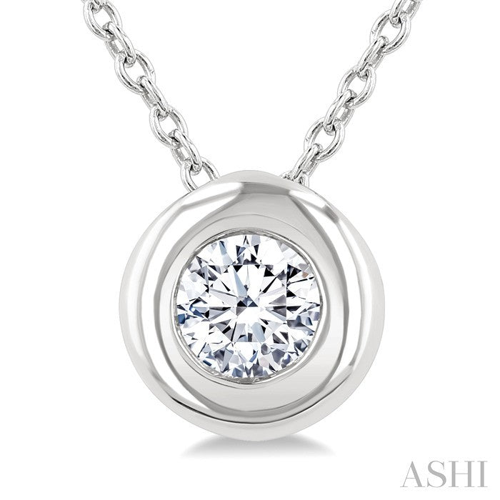 Round Shape Bezel Set Bubble Diamond Pendant