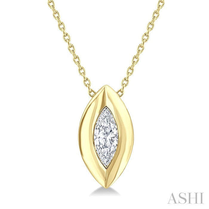 Marquise Shape Bezel Set Bubble Diamond Pendant