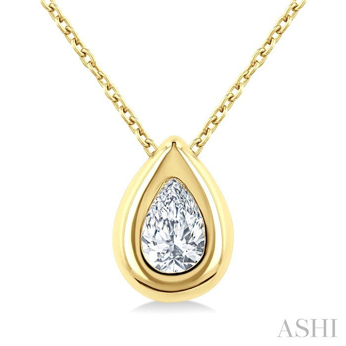Pear Shape Bezel Set Bubble Diamond Pendant