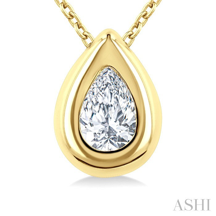 Pear Shape Bezel Set Bubble Diamond Pendant