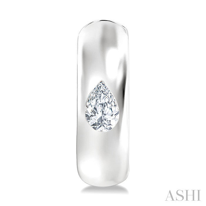 Pear Shape Bezel Set Diamond Huggie Fashion Earrings