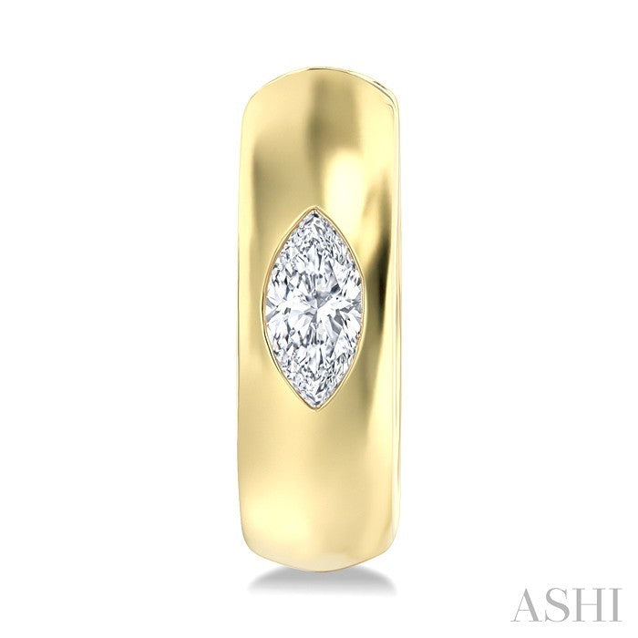 Marquise Shape Bezel Set Diamond Huggie Fashion Earrings