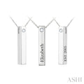 Elizabeth, Est 2005' Gemstone Engraved Bar Name Pendant