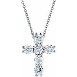 14K White 1/4 CTW Lab-Grown Diamond Cross 18" Necklace