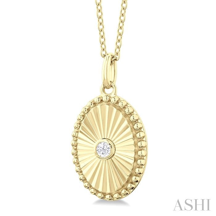 Oval Shape Fluted Medallion Diamond Pendant