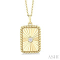 Rectangular Shape Fluted Medallion Diamond Pendant