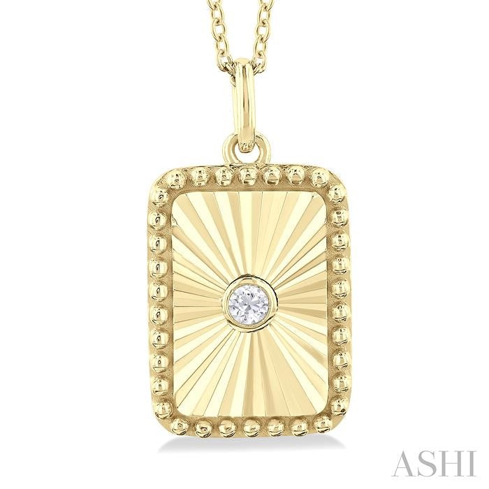 Rectangular Shape Fluted Medallion Diamond Pendant