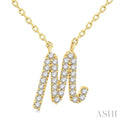 Script 'M' Initial Diamond Pendant