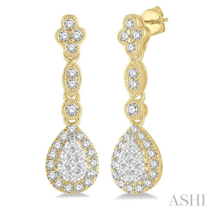 Pear Shape Halo Lovebright Diamond Earrings