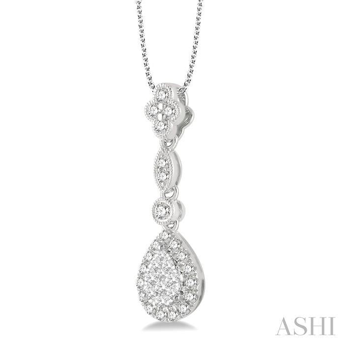 Pear Shape Halo Lovebright Diamond Pendant