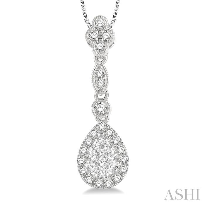 Pear Shape Halo Lovebright Diamond Pendant