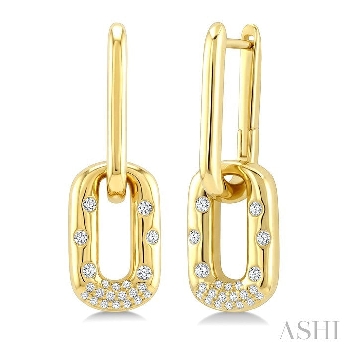 Aeris Gold Paperclip Mosaic Diamond Fashion Earrings