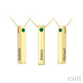 'Isabella, Jessica, Michael' Gemstone Engraved Bar Name Pendant