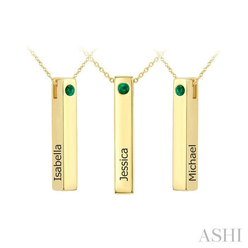 'Isabella, Jessica, Michael' Gemstone Engraved Bar Name Pendant