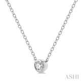 1/10 ctw Bezel Round Cut Diamond Petite Fashion Pendant With Chain in 10K White Gold