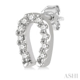 1/10 Ctw Horseshoe Charm Round Cut Diamond Petite Earring in 10K White Gold