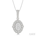 Oval Shape Halo Lovebright Diamond Pendant