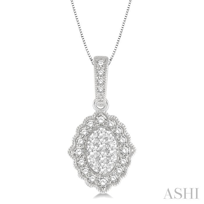 Oval Shape Halo Lovebright Diamond Pendant
