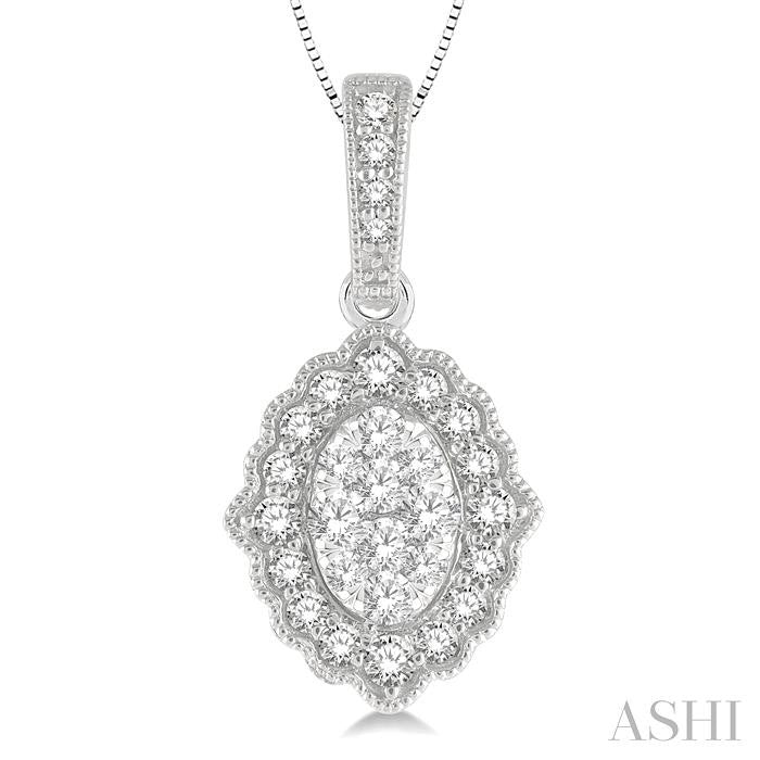 Oval Shape Halo Lovebright Diamond Pendant