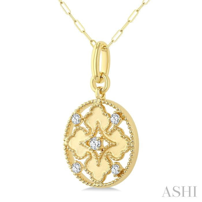 Circle Floral Medallion Diamond Fashion Pendant