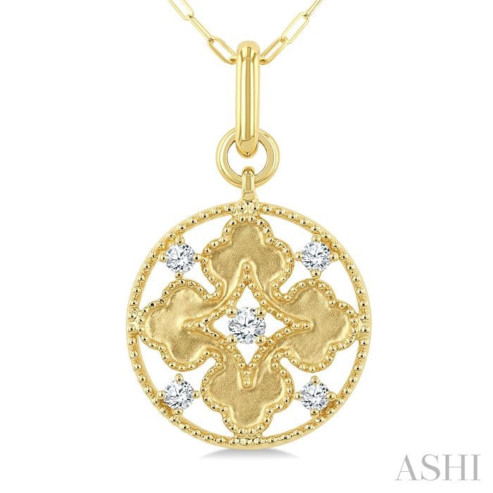 Circle Floral Medallion Diamond Fashion Pendant