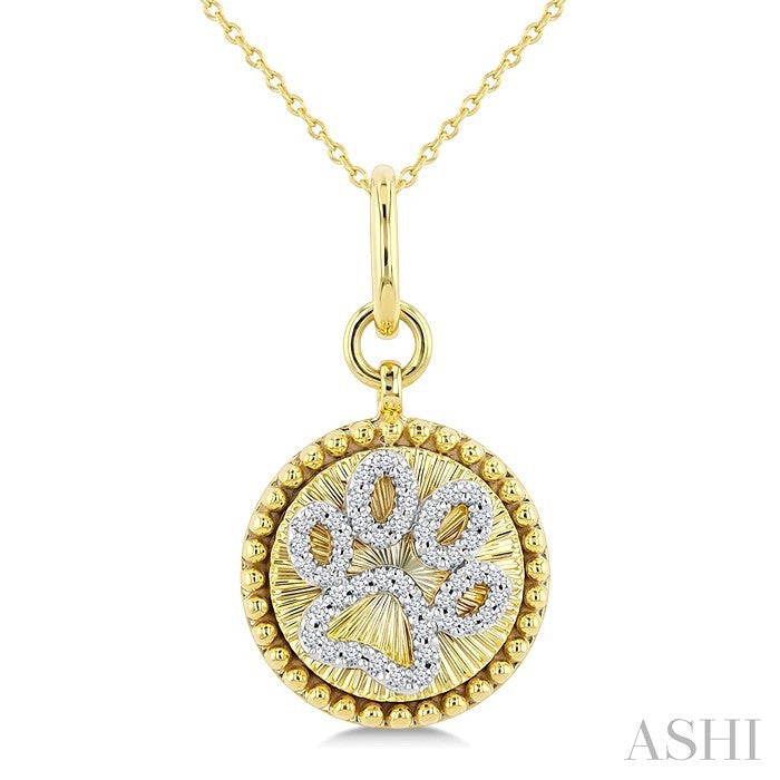 Dog Paw Fluted Medallion Diamond Fashion Pendant