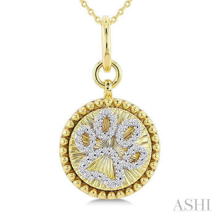 Dog Paw Fluted Medallion Diamond Fashion Pendant