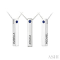 'Isabella, Jessica, Michael' Gemstone Engraved Bar Name Pendant