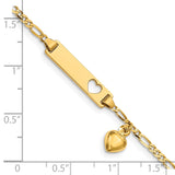 14k Cut-out Heart w/Dangling Heart Children's Figaro Link ID Bracelet