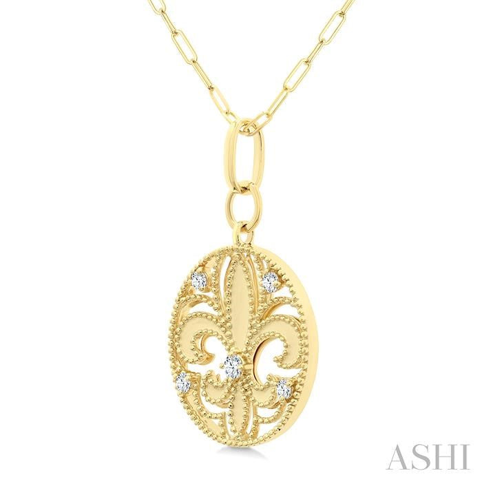 Fleur De Lis Medallion Diamond Fashion Pendant