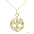 Fleur De Lis Medallion Diamond Fashion Pendant