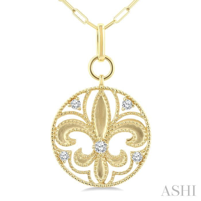 Fleur De Lis Medallion Diamond Fashion Pendant