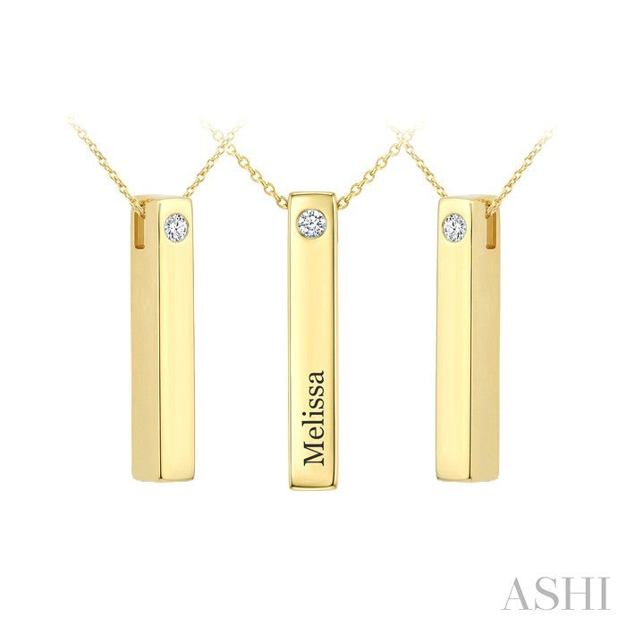 'Melissa' Diamond Engraved Bar Name Pendant