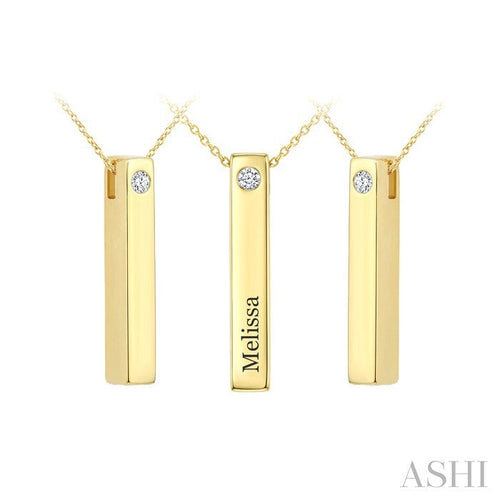 'Melissa' Diamond Engraved Bar Name Pendant