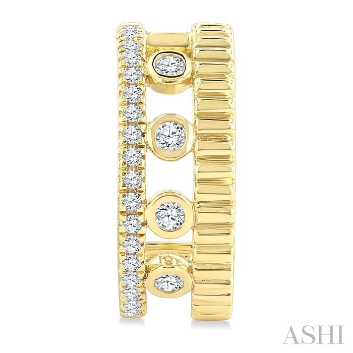 Golden Glow Bezel Layered Diamond Fashion Half Hoop Earrings