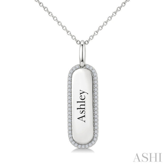 'Ashley' Diamond Engraved Tag Name Pendant