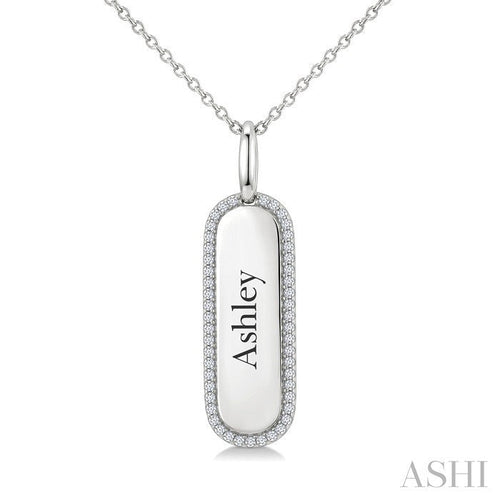 'Ashley' Diamond Engraved Tag Name Pendant